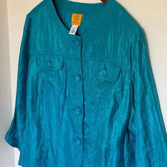 Ruby Rd. Teal Button-Up Top - Picture 4 of 9